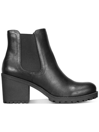 SUN STONE Womens Black Padded Goring Lug Sole Morghan Round Toe Block Heel Zip-Up Booties 6 M