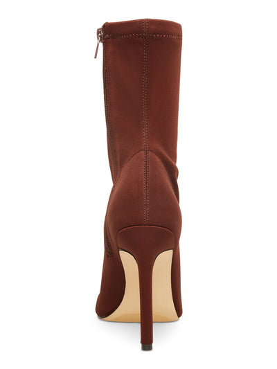 MADDEN GIRL Womens Brown Padded Stretch Endless Peep Toe Stiletto Zip-Up Dress Boots 10 M
