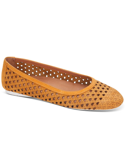 GENTLE SOULS KENNETH COLE Womens Orange Padded Removable Insole Perforated Eugene Travel Round Toe Slip On Leather Ballet Flats 9