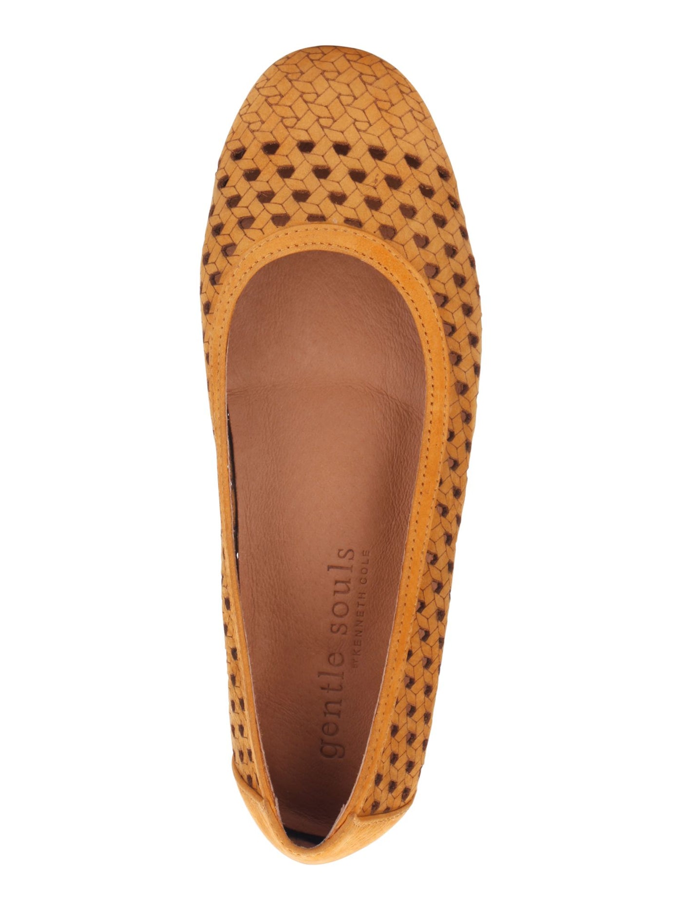 GENTLE SOULS KENNETH COLE Womens Orange Padded Removable Insole Perforated Eugene Travel Round Toe Slip On Leather Ballet Flats 9