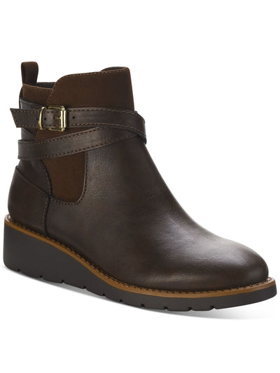 STYLE & COMPANY Womens Brown Pull Tab Buckle Accent Padded Aryaa Round Toe Wedge Zip-Up Booties 5.5 M