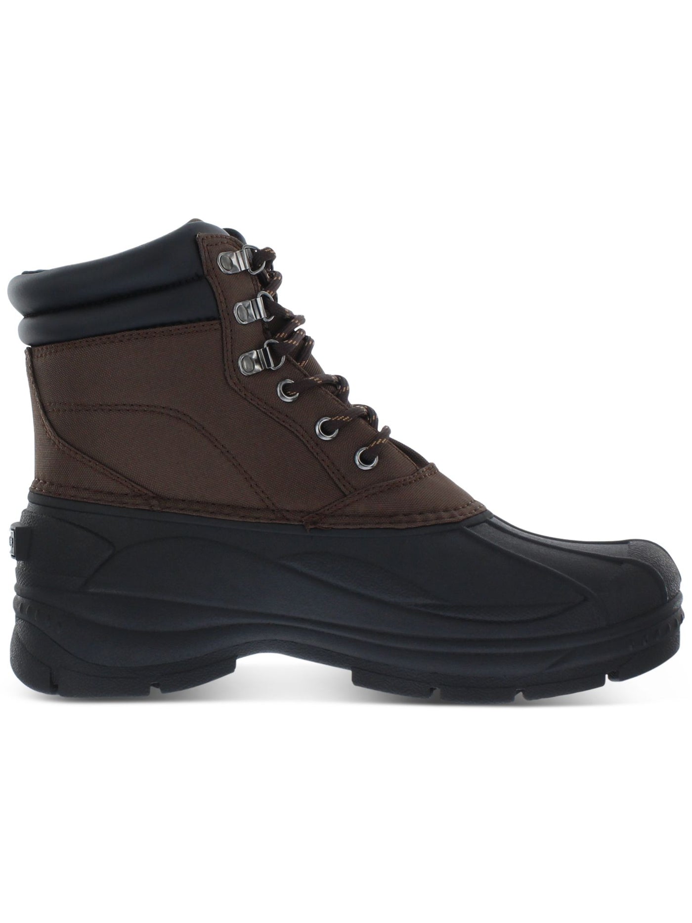 WEATHERPROOF VINTAGE Mens Black Mixed Media Lug Sole Waterproof Padded Removable Insole Joe Round Toe Platform Lace-Up Duck Boots 12 M