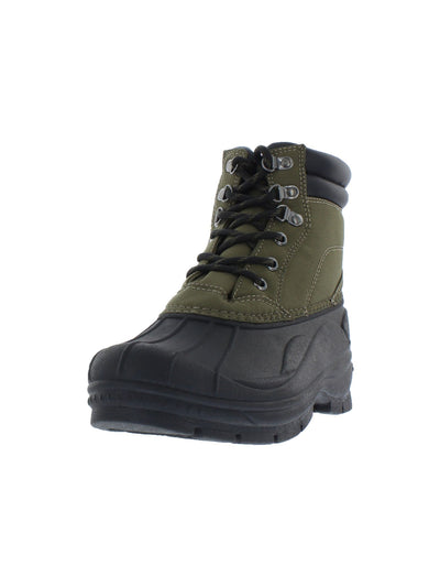 WEATHERPROOF VINTAGE Mens Green Mixed Media Lug Sole Waterproof Padded Removable Insole Joe Round Toe Platform Lace-Up Duck Boots 13 M