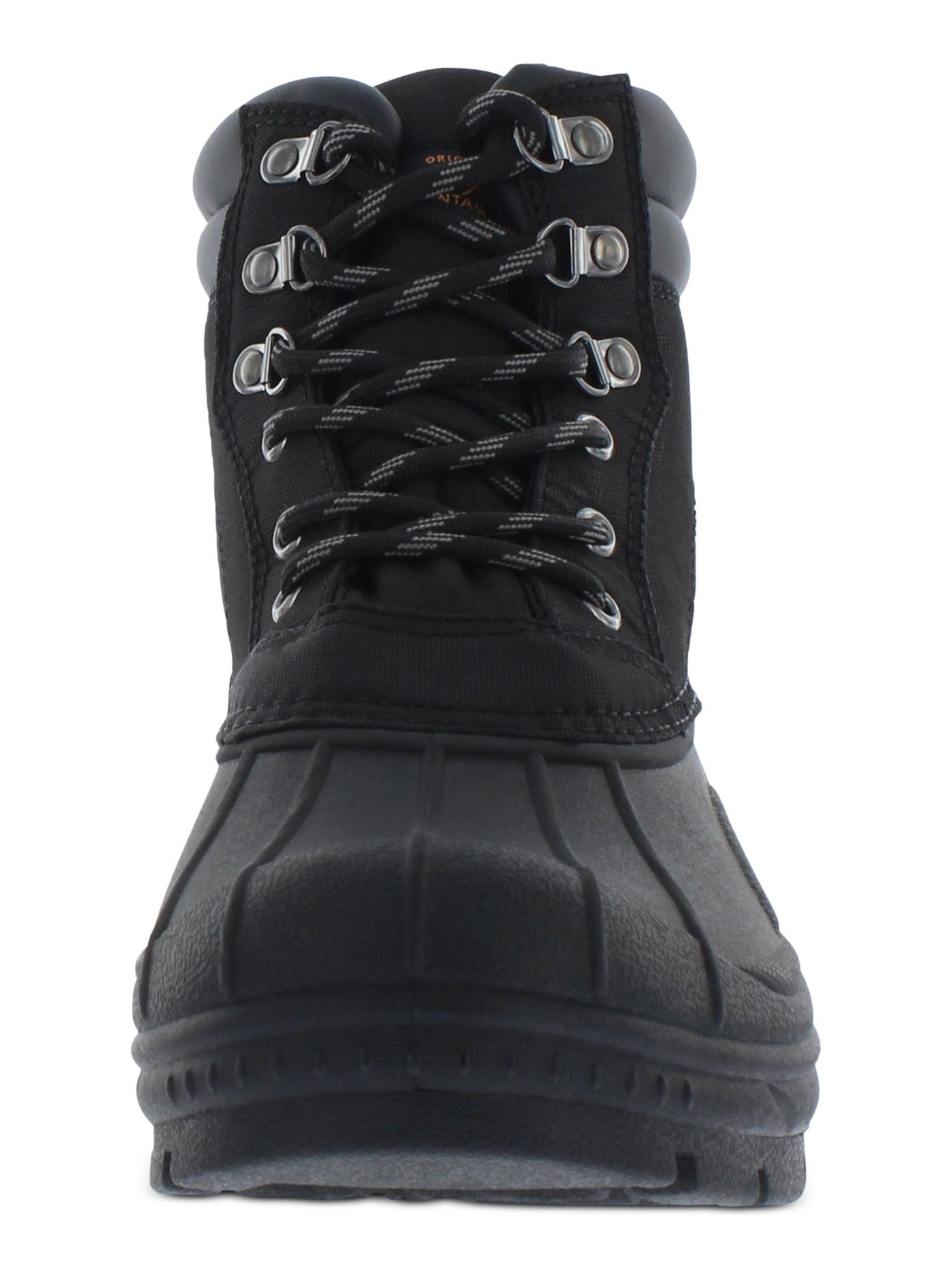 WEATHERPROOF VINTAGE Mens Black Mixed Media Removable Insole Waterproof Round Toe Platform Lace-Up Duck Boots 9 M