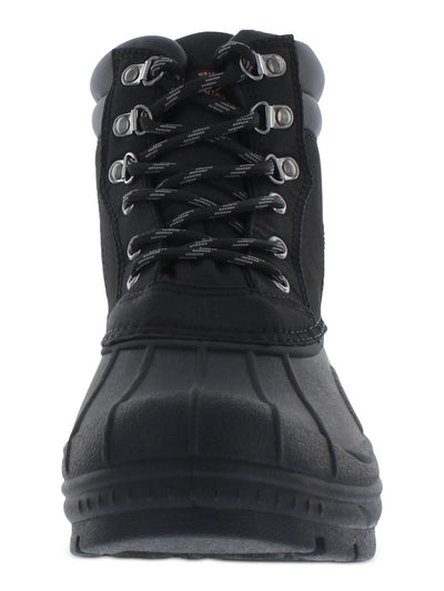 WEATHERPROOF VINTAGE Mens Black Mixed Media Removable Insole Waterproof Round Toe Platform Lace-Up Duck Boots 9 M