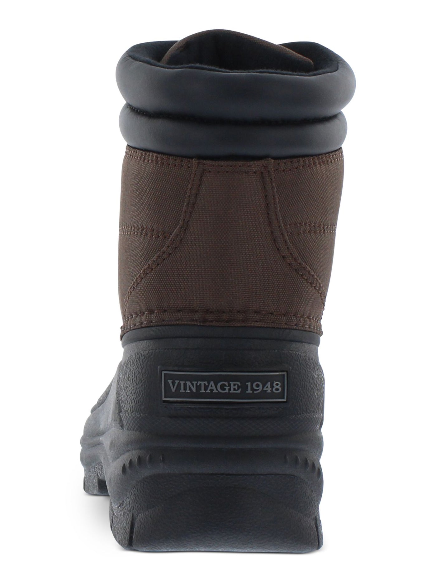 WEATHERPROOF VINTAGE Mens Brown Mixed Media Lug Sole Waterproof Padded Removable Insole Joe Round Toe Platform Lace-Up Duck Boots 9 M