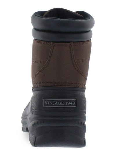 WEATHERPROOF VINTAGE Mens Brown Mixed Media Lug Sole Waterproof Padded Removable Insole Joe Round Toe Platform Lace-Up Duck Boots 9 M