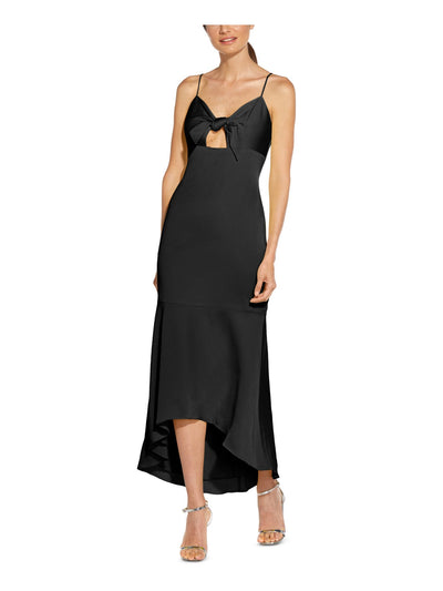 AIDAN AIDAN MATTOX Womens Cut Out Tie V-back Zippered Sleeveless Sweetheart Neckline Midi Evening Hi-Lo Dress