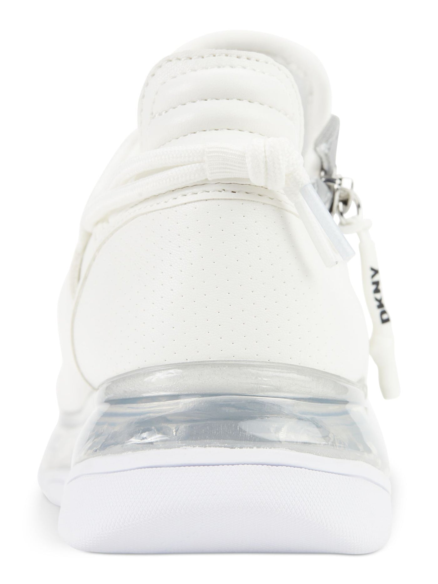 DKNY Womens White Colorblocked Stripe Lace Up Logo Accent Padded 1" Platform Metallic Cushioned Tokyo Round Toe Wedge Zip-Up Sneakers Shoes 8.5 M