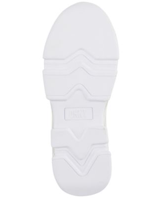 DKNY Womens White Colorblocked Stripe Lace Up Logo Accent Padded 1" Platform Metallic Cushioned Tokyo Round Toe Wedge Zip-Up Sneakers Shoes M