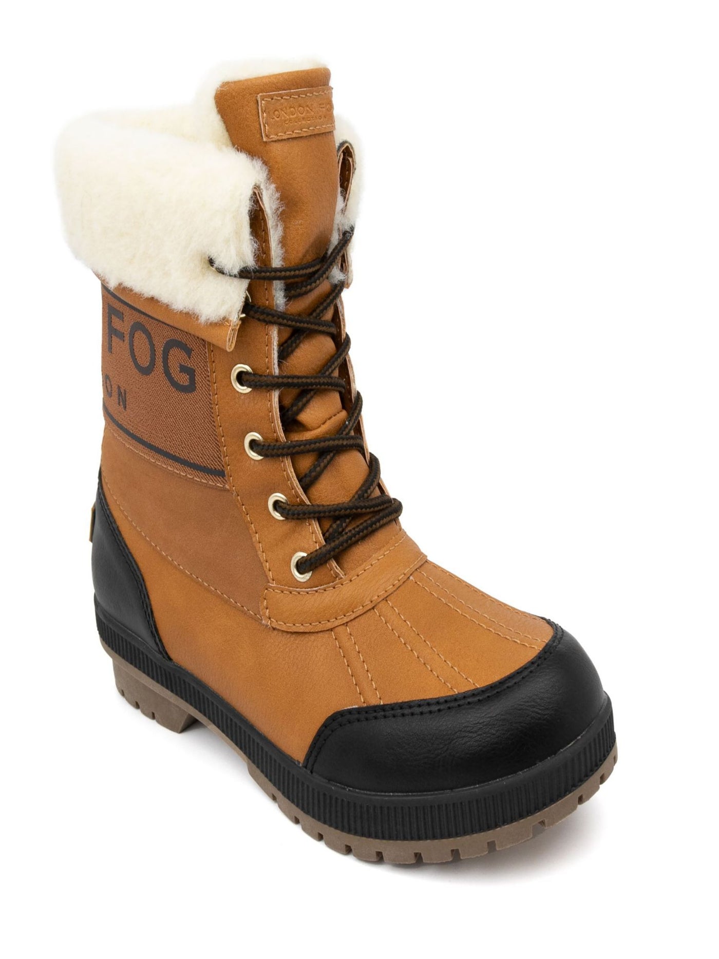 LONDON FOG COLLECTION Womens Brown Logo Cushioned Mely Round Toe Lace-Up Winter 7