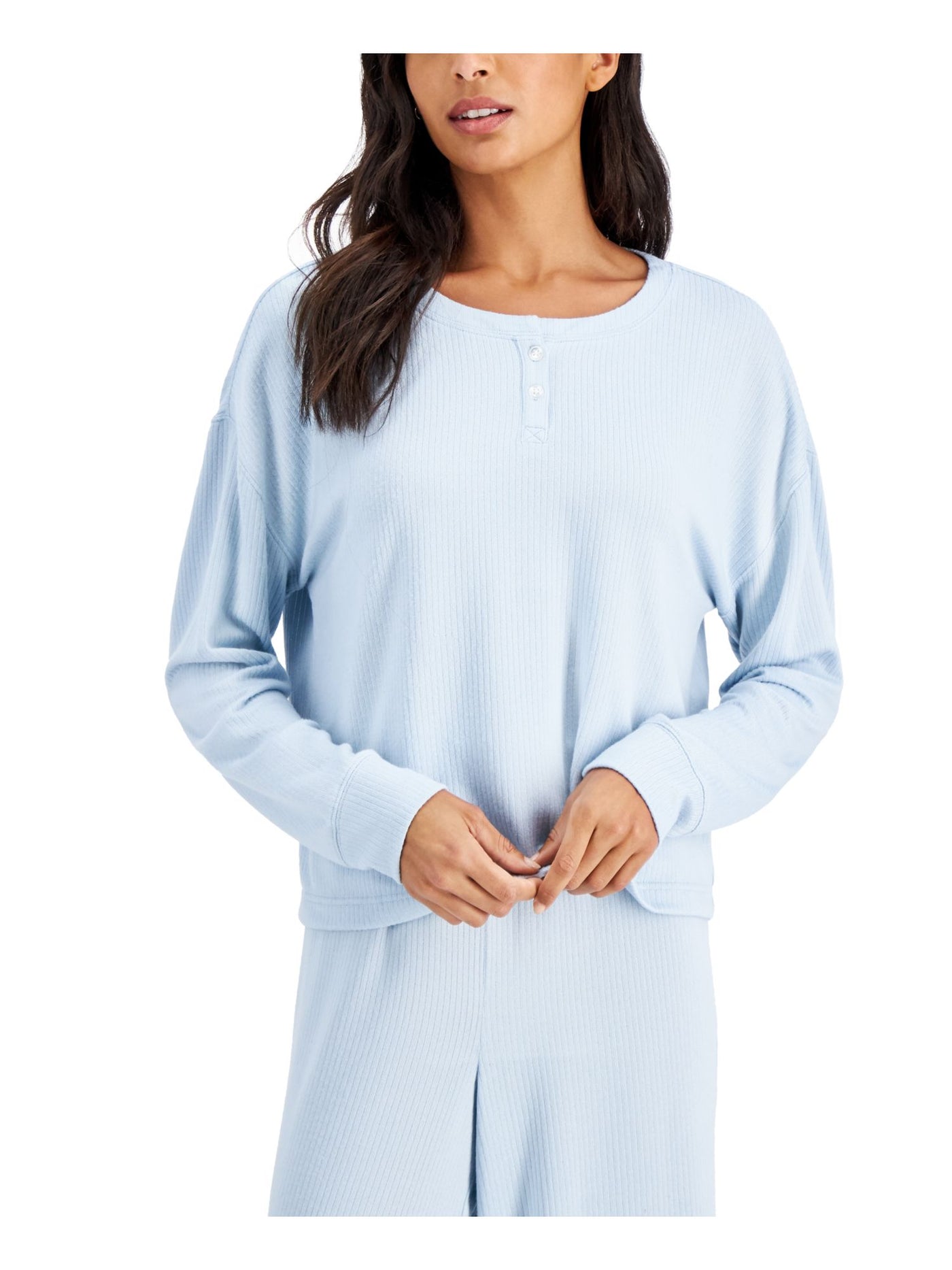 JENNI INTIMATES Intimates Light Blue Henley Neckline Sleep Shirt Pajama Top XL