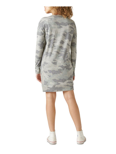 LUCKY BRAND Womens Long Sleeve Crew Neck Short Sweatshirt Dress