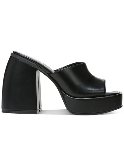 BAR III Womens Black 1-1/2" Platform Padded Goring Nessa Square Toe Sculpted Heel Slip On Heeled Sandal 9.5 M