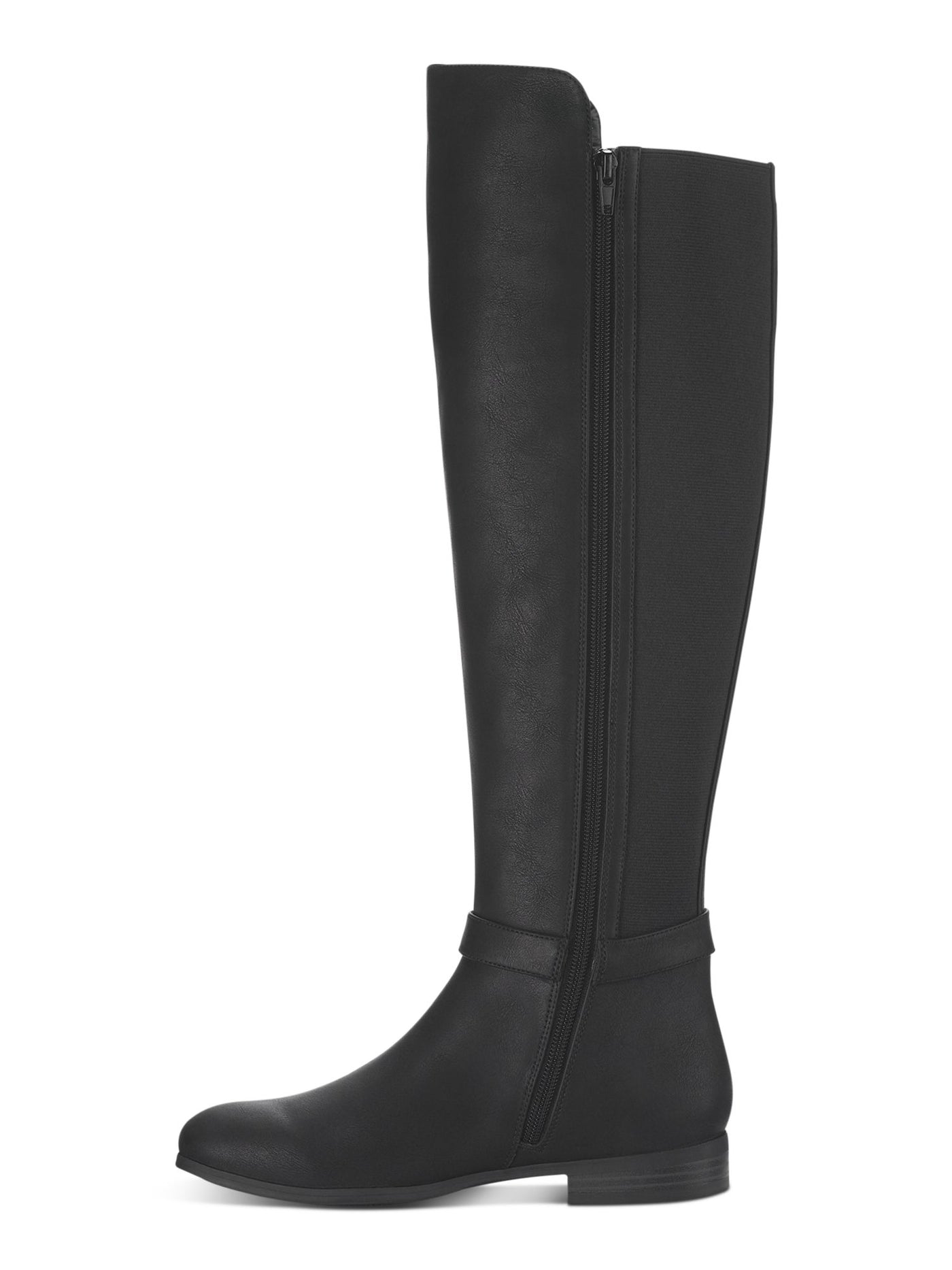 STYLE & COMPANY Womens Black Mixed Media Buckled Strap Cushioned Goring Kimmball Round Toe Block Heel Zip-Up Riding Boot 6.5 M