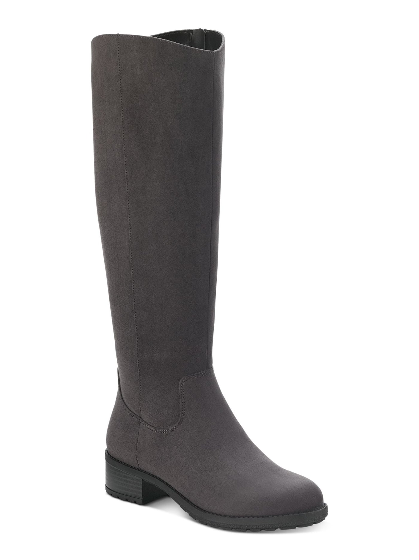 STYLE & COMPANY Womens Gray Cushioned Graciee Round Toe Block Heel Zip-Up Riding Boot 6.5 M