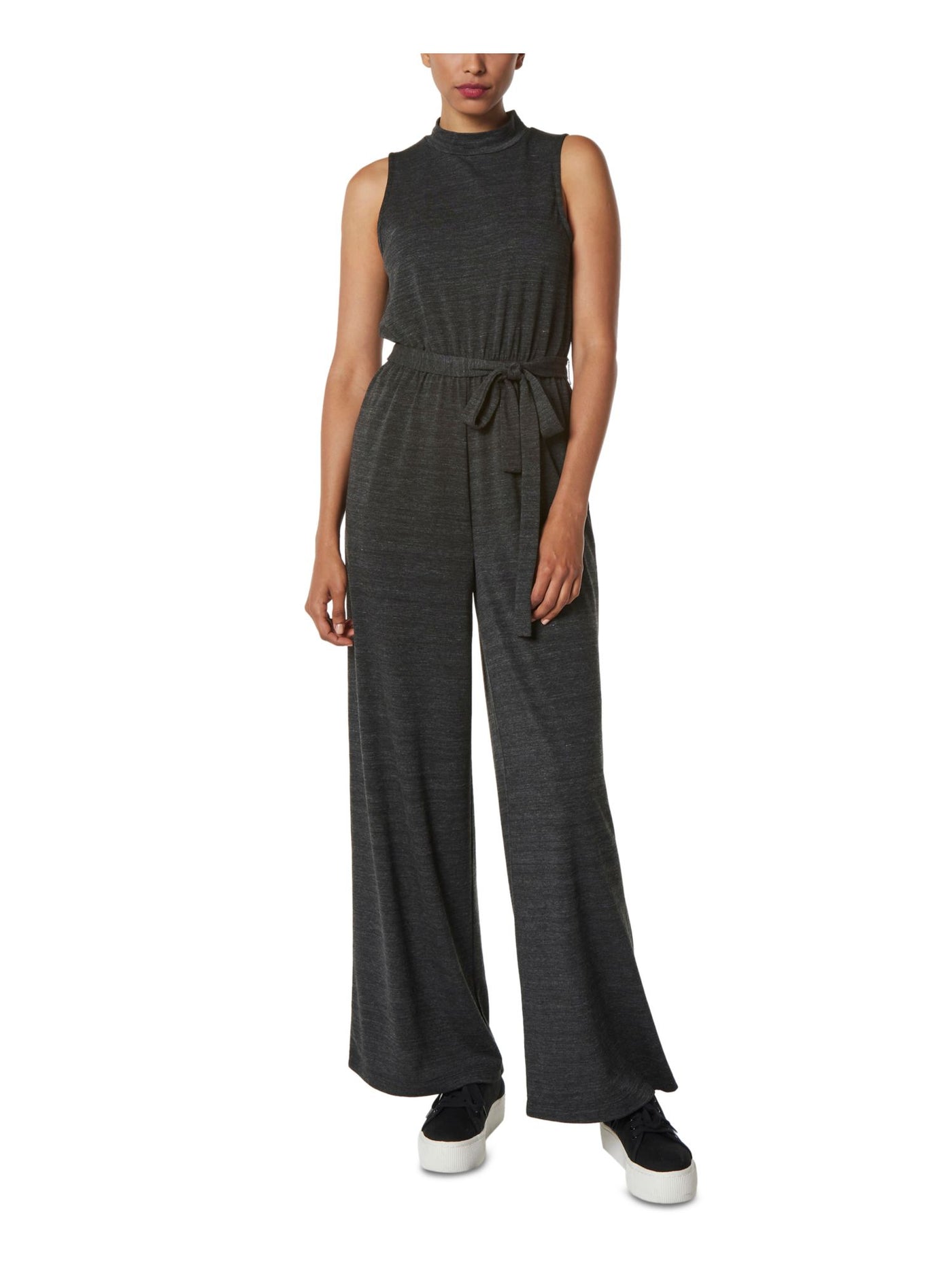 MARC NEW YORK PERFORMANCE Womens Tie Elastic Waist Sleeveless Mock Neck Wide Leg Jumpsuit