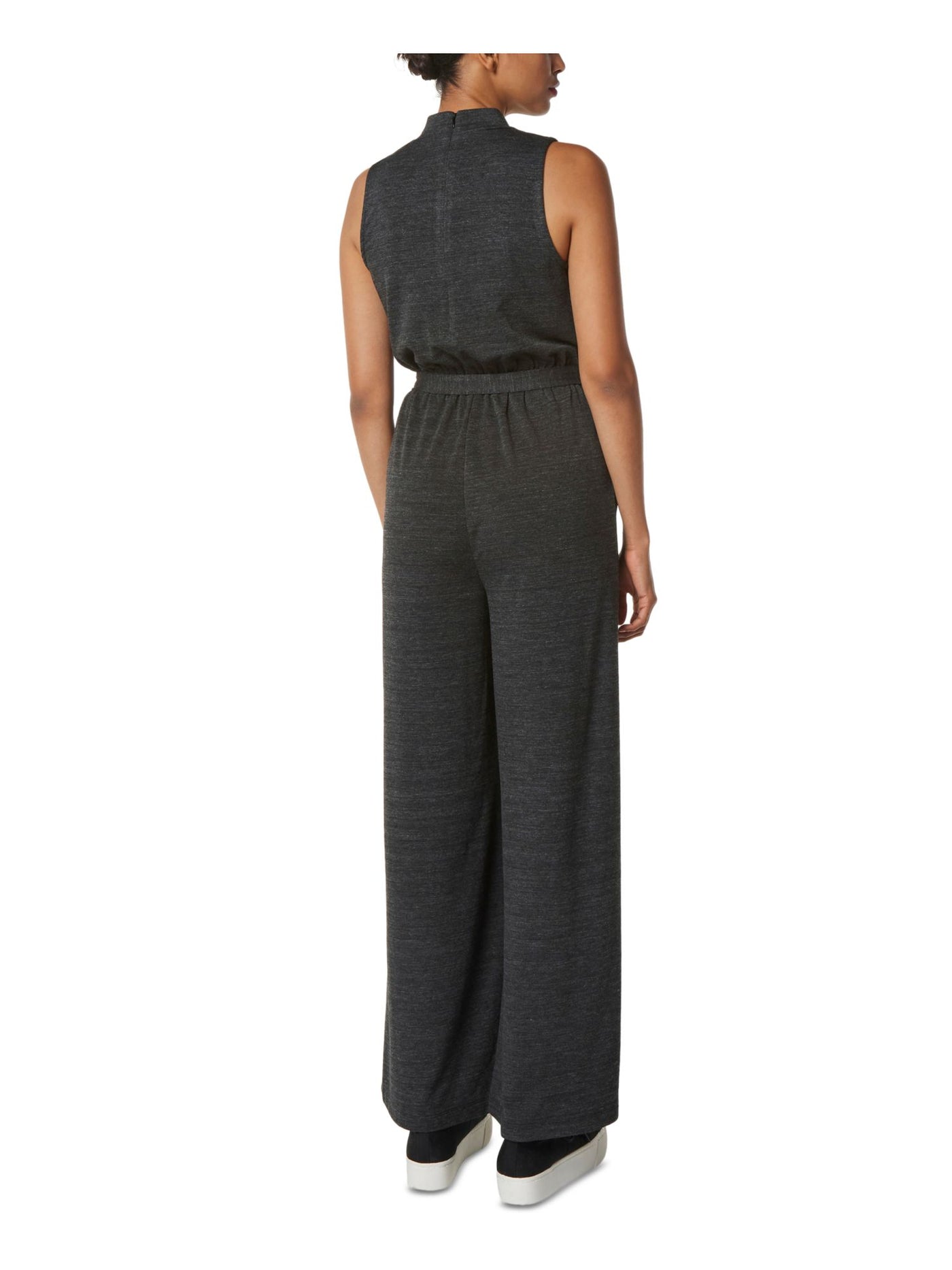 MNY MARC NEW YORK PERFORMANCE Womens Tie Elastic Waist Sleeveless Mock Neck Wide Leg Jumpsuit