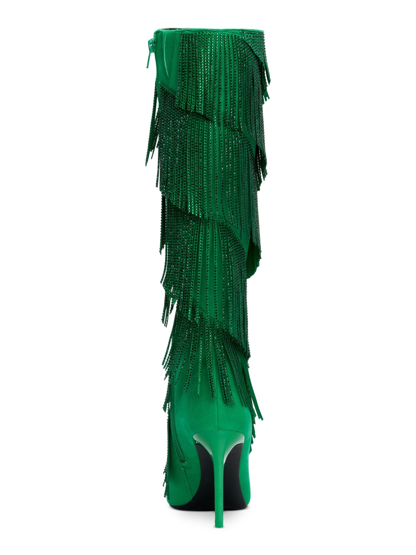 INC Womens Green Fringed Padded Shyn Pointed Toe Stiletto Zip-Up Dress Boots 5.5 M