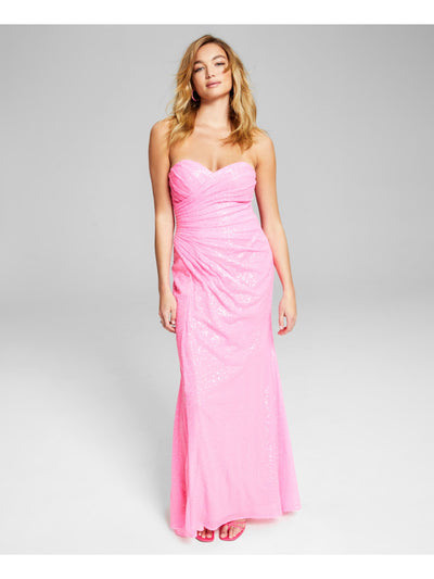 BLONDIE NITES Womens Pink Sequined Zippered Lined Sleeveless Sweetheart Neckline Full-Length Formal Gown Dress 13