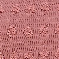 CRYSTAL DOLLS Womens Pink Smocked Low Back Pull Over Lined Elastic Cuffs Long Sleeve V Neck Short A-Line Dress