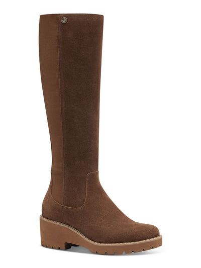 GIANI BERNINI Womens Brown Lug Sole Stretch Valensia Round Toe Block Heel Zip-Up Leather Riding Boot 9 M