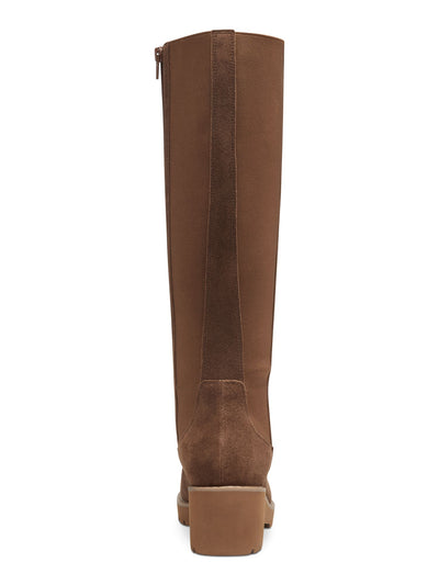 GIANI BERNINI Womens Brown Lug Sole Stretch Valensia Round Toe Block Heel Zip-Up Leather Riding Boot 9 M