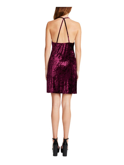 MADDEN GIRL Womens Purple Stretch Twist Front Pullover Sleeveless V Neck Mini Party Sheath Dress XS