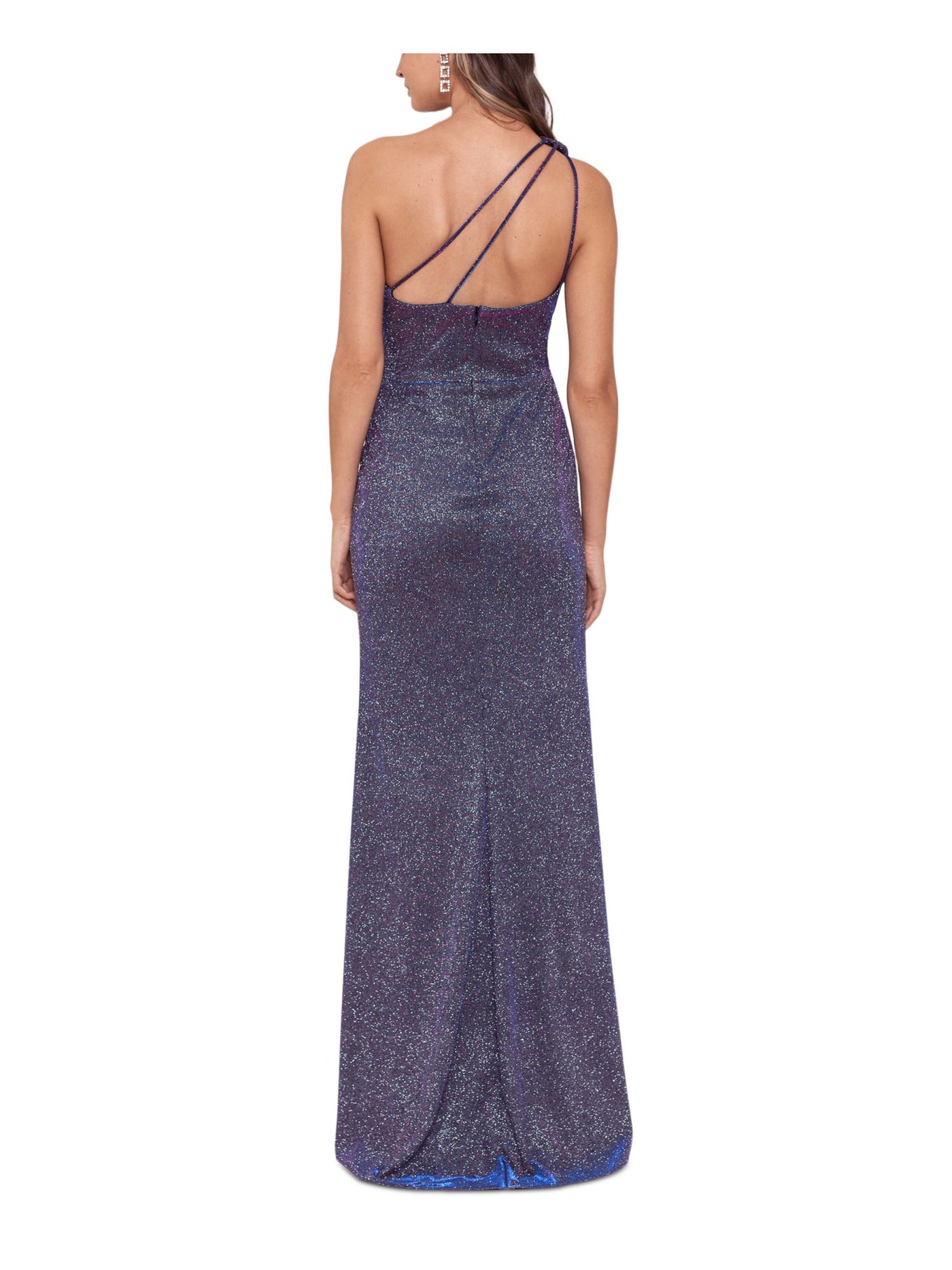 BLONDIE NITES Womens Black Slitted Zippered Lined Sleeveless Asymmetrical Neckline Full-Length Formal Gown Dress 7