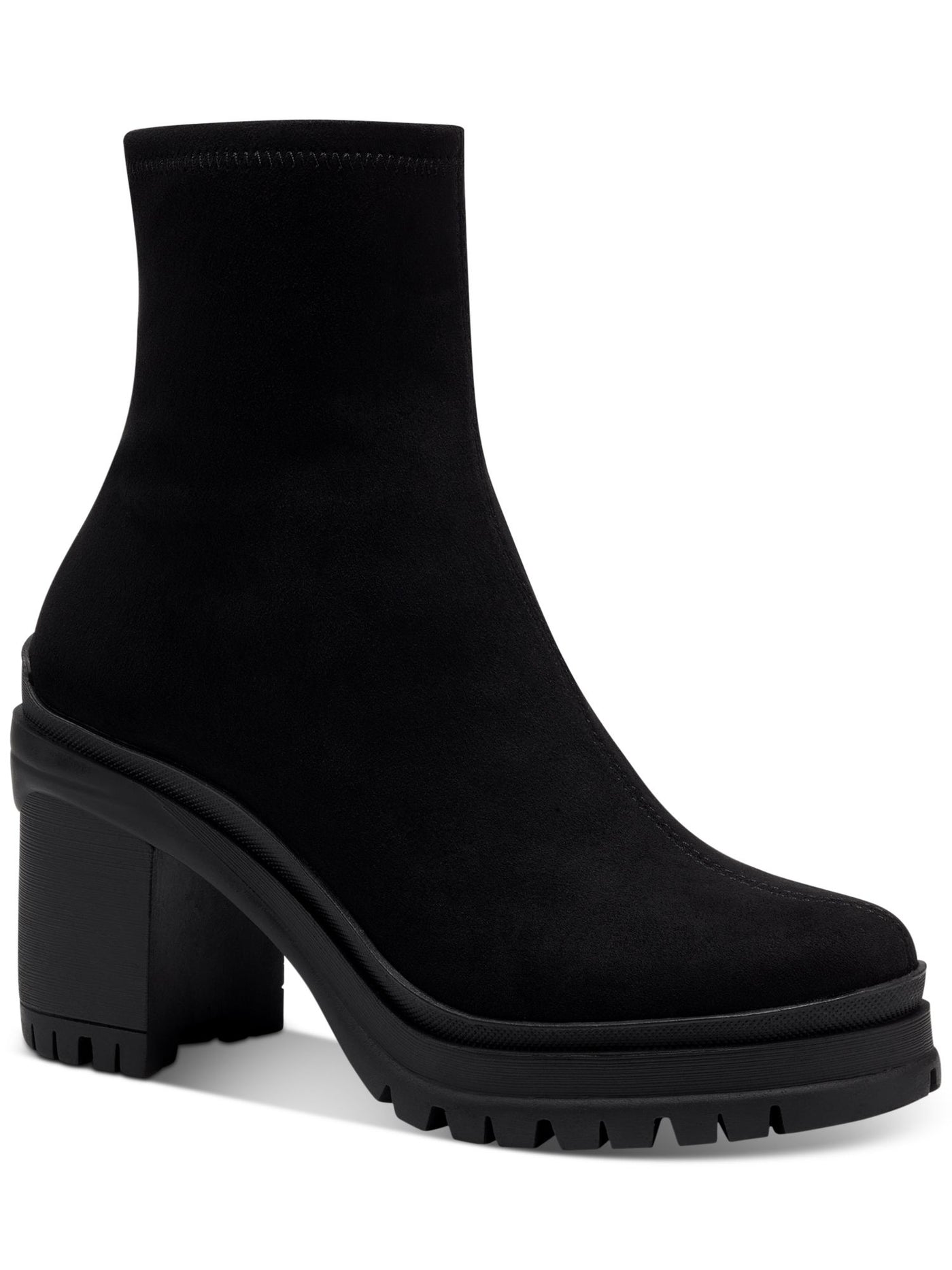 BAR III Womens Black 1-1/2" Platform Comfort Fallun Round Toe Block Heel Zip-Up Heeled Boots 7 M