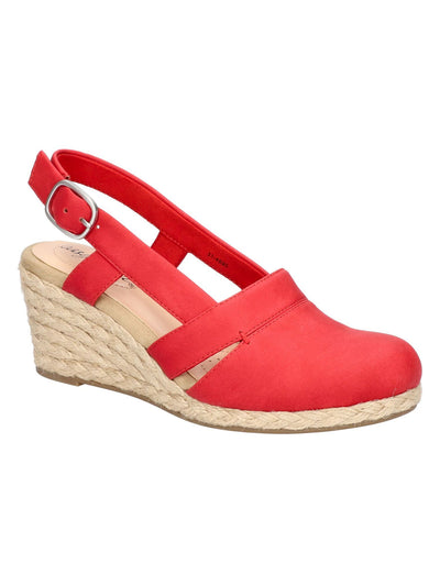 EASY STREET Womens Red Padded Stargaze Round Toe Wedge Slip On Espadrille Shoes 7 N