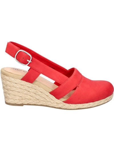 EASY STREET Womens Red Padded Stargaze Round Toe Wedge Slip On Espadrille Shoes 7 N
