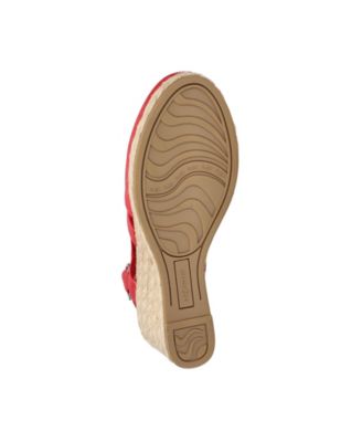 EASY STREET Womens Red Padded Stargaze Round Toe Wedge Slip On Espadrille Shoes N