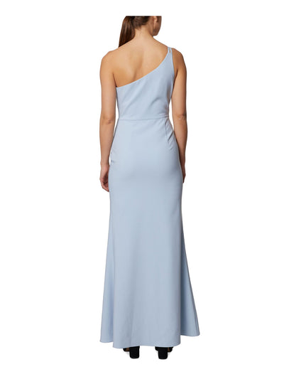 LAUNDRY Womens Light Blue Zippered Slitted Lined Sleeveless Asymmetrical Neckline Full-Length Formal Gown Dress 14