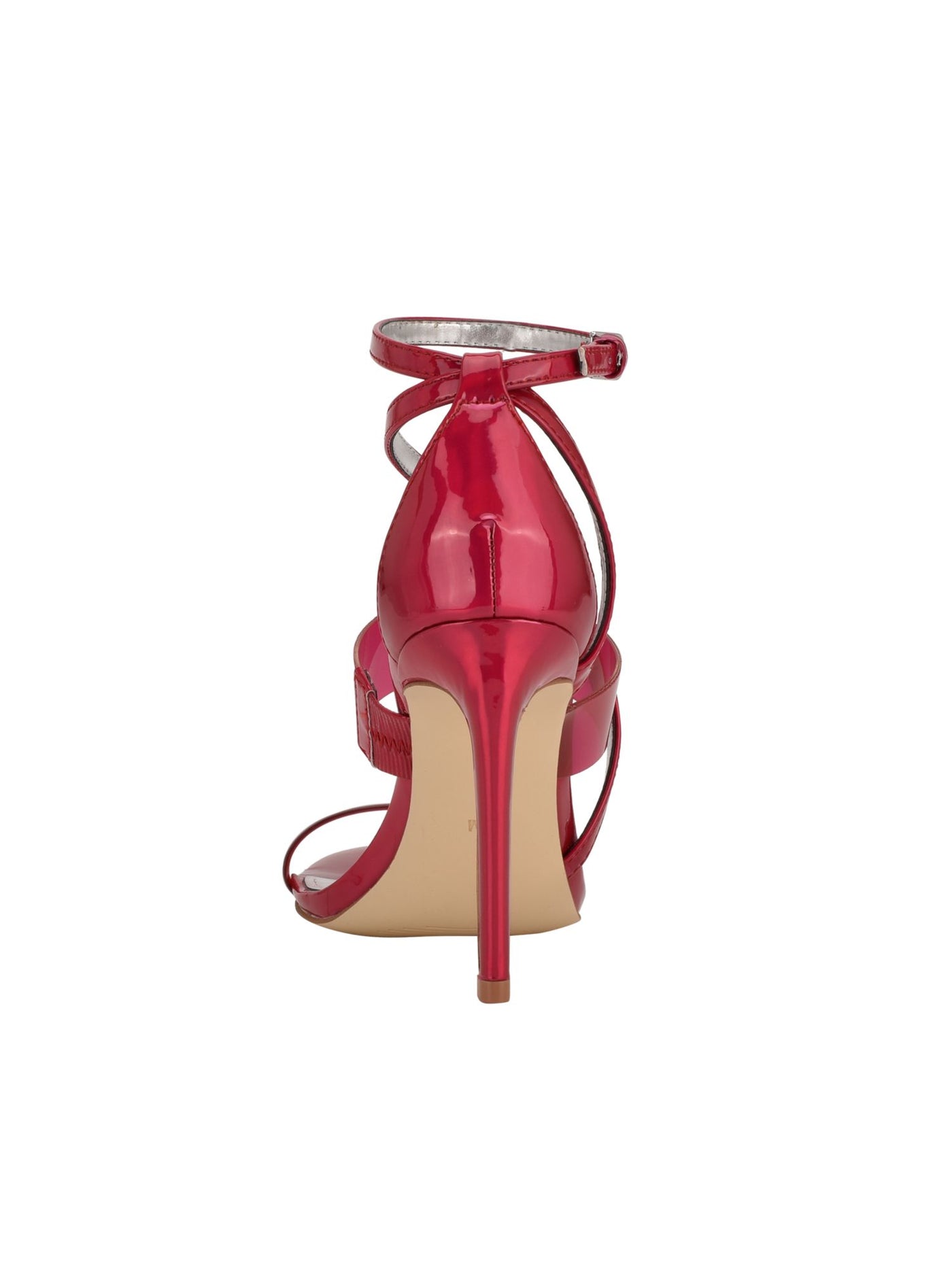 GUESS Womens Red Padded Transparent Strappy Iridescent Adjustable Strap Ankle Strap Felecia Almond Toe Stiletto Buckle Heeled Sandal 10 M