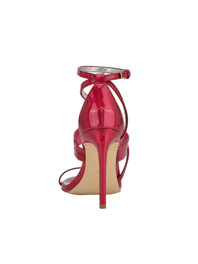 GUESS Womens Pink Padded Transparent Strappy Iridescent Adjustable Strap Ankle Strap Felecia Almond Toe Stiletto Buckle Heeled Sandal 11 M