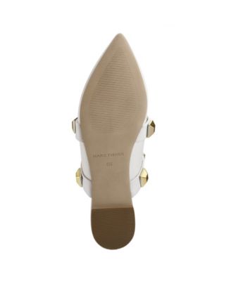 MARC FISHER Womens Ivory Studded Sharla Pointy Toe Slip On Mules M