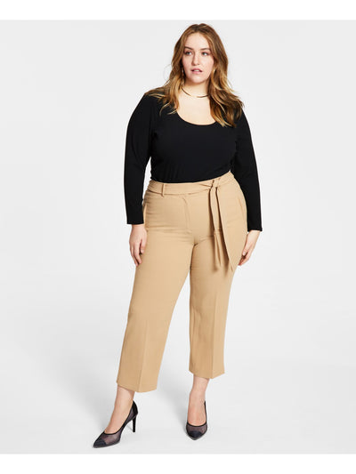 BAR III Womens Belted Wear To Work Self Tigh High Waist Zippered Pants