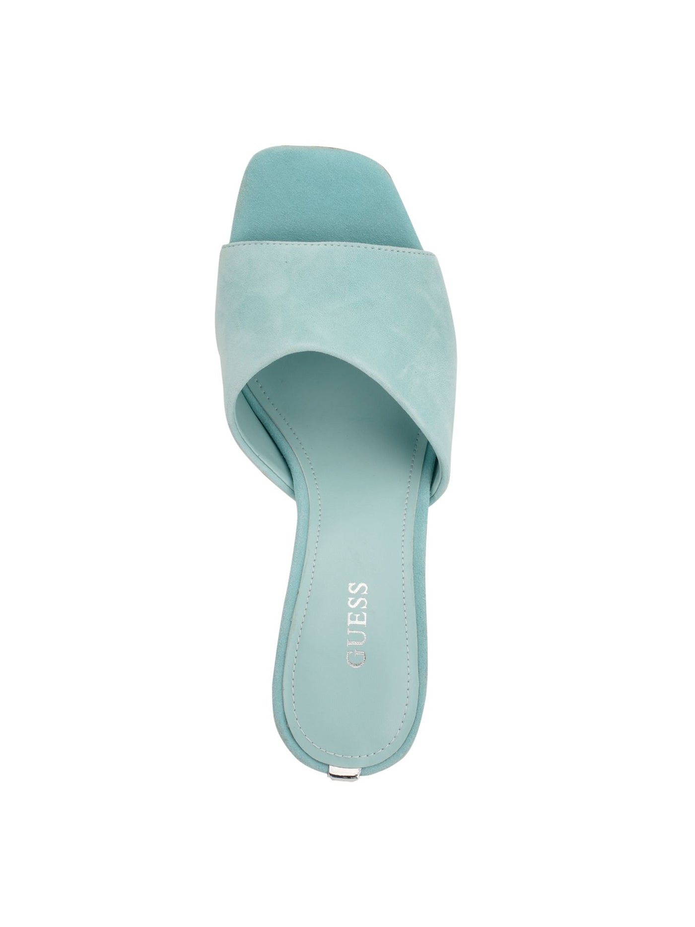 GUESS Womens Light Blue Padded Hambree Square Toe Sculpted Heel Slip On Leather Heeled Mules Shoes 5.5 M