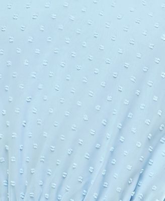 CRYSTAL DOLLS Womens Light Blue Ruffled Tie Waist Lined Short Sleeve V Neck Short Party Fit + Flare Dress