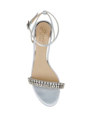 JEWEL BADGLEY MISCHKA Womens Silver Embellished Adjustable Loren Round Toe Kitten Heel Buckle Dress Heeled