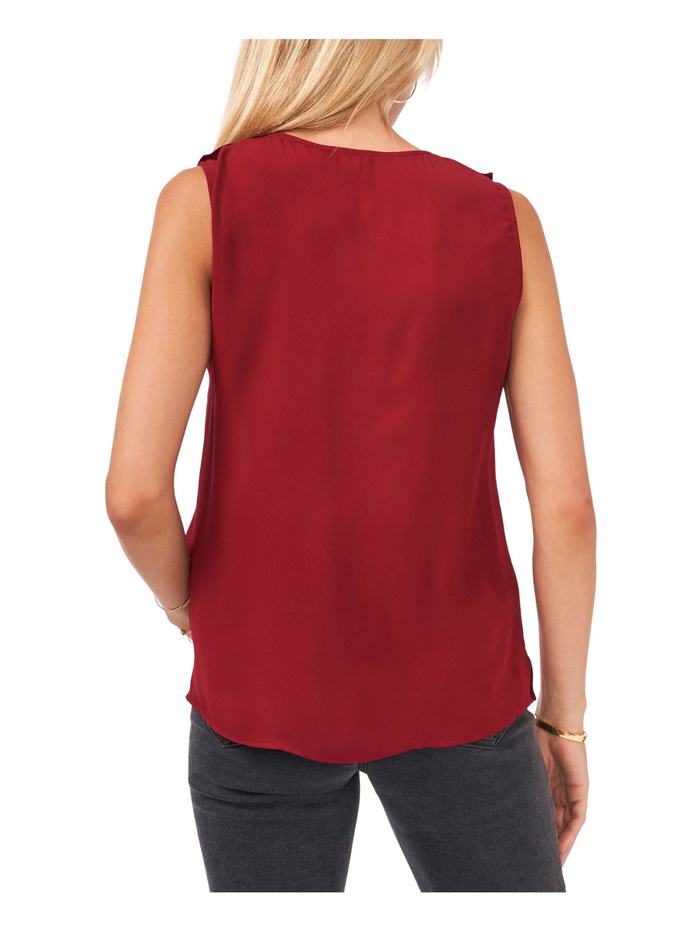 VINCE CAMUTO Womens Ruffled Sleeveless V Neck Top