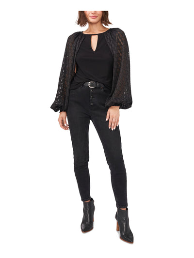 VINCE CAMUTO Womens Black Keyhole Top XXS