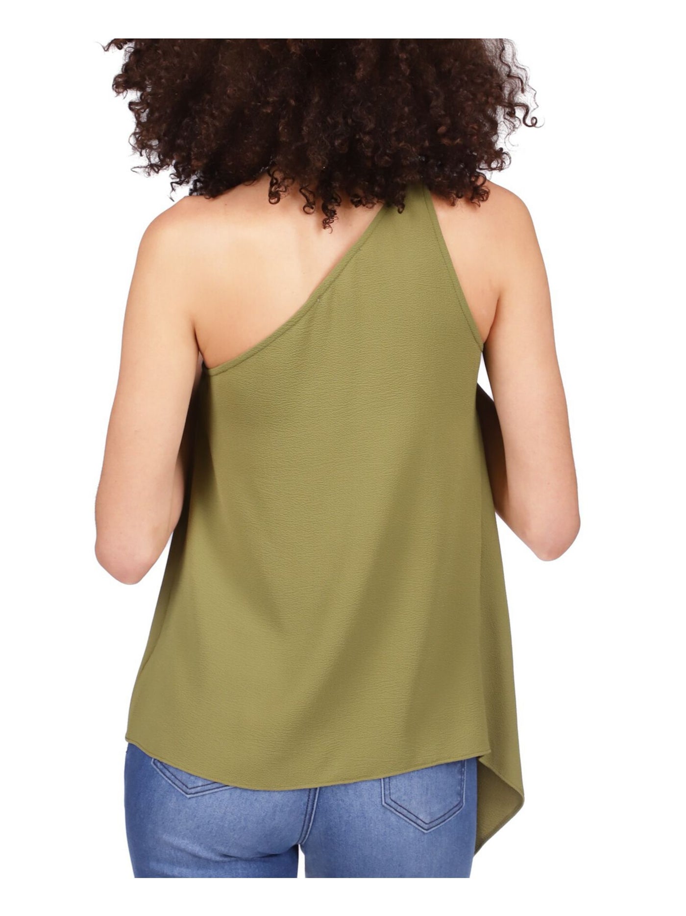 MICHAEL MICHAEL KORS Womens Green Textured Asymmetrical Hem  Chain Detail Sleeveless Asymmetrical Neckline Top XS