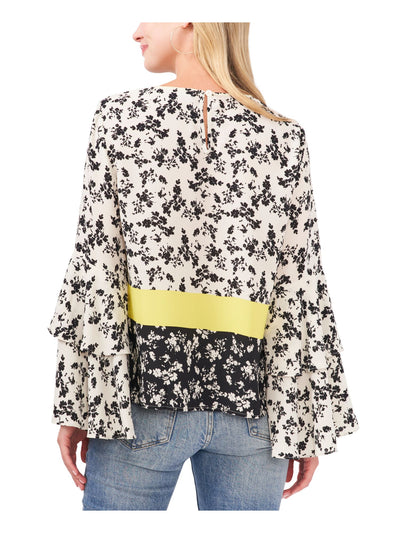 VINCE CAMUTO Womens Bell Sleeve Keyhole Back Crew Neck Top