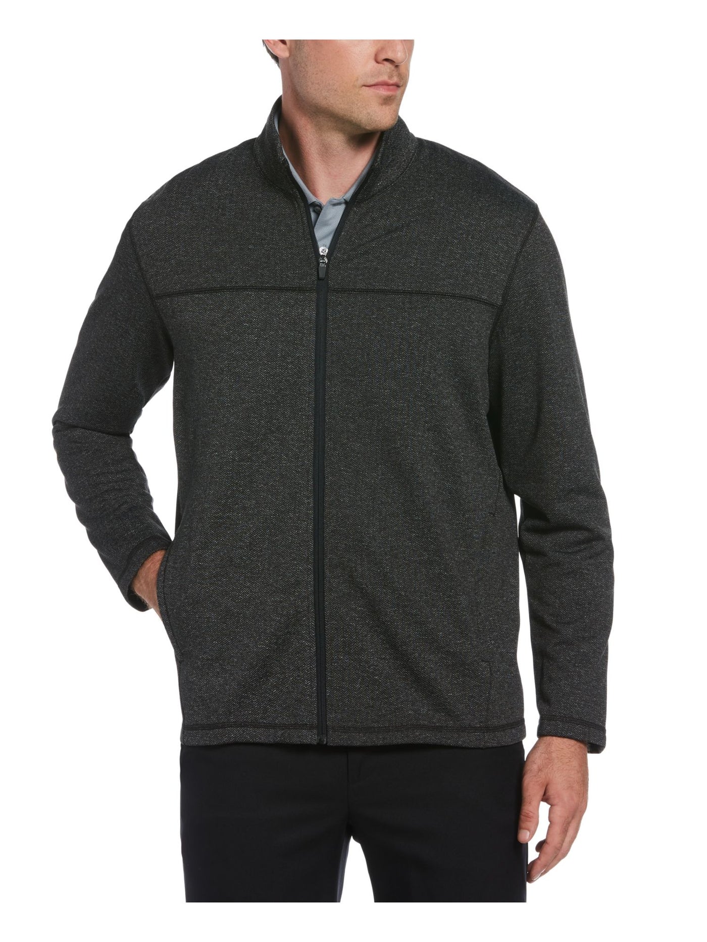 HYBRID APPAREL Mens Royal Gray Chevron Knit Zip Up Jacket S