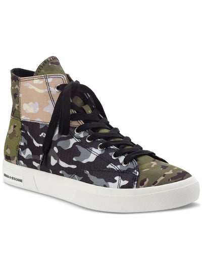 SUN STONE Mens Green Camouflage Colorblock Patchwork Cushioned Mesa Round Toe Platform Lace-Up Sneakers Shoes 12 M