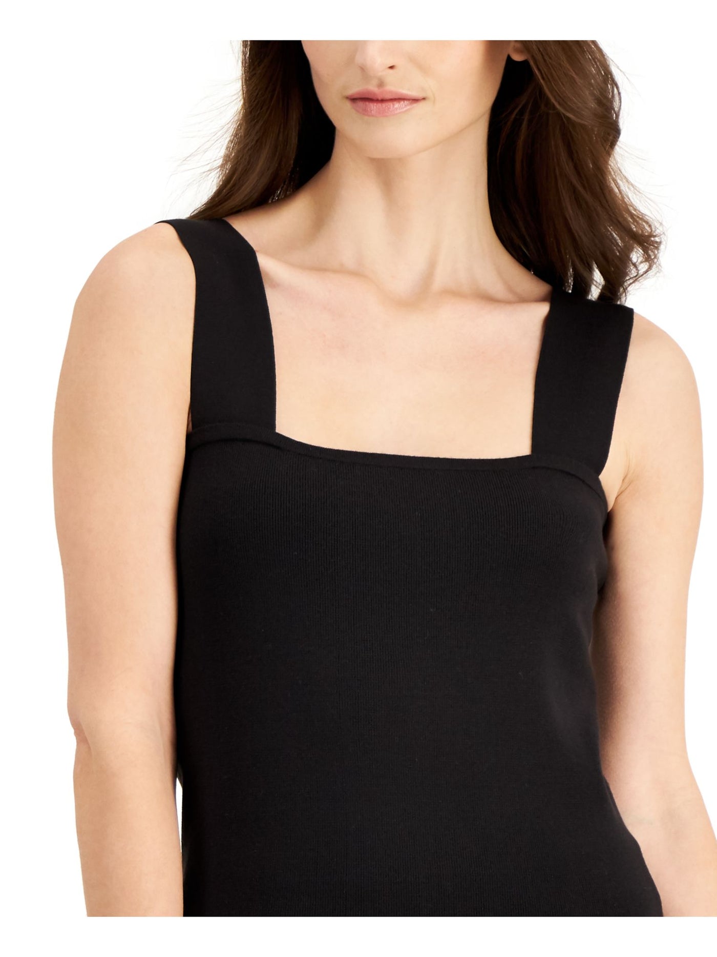 DONNA KARAN NEW YORK Womens Black Unlined Camisole Sleeveless Square Neck Crop Top S