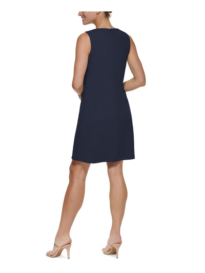 DKNY Womens Navy Zippered Sleeveless Crew Neck Above The Knee Wear To Work Shift Dress 6