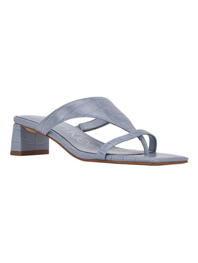 CALVIN KLEIN Womens Light Blue Croc Embossed Goring Padded Jared Open Toe Sculpted Heel Slip On Heeled Thong Sandals 9.5 M